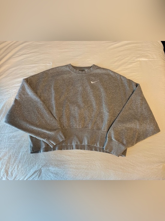 Nike Tops - Nike Gray Cropped Oversized Crewneck Sweatshirt